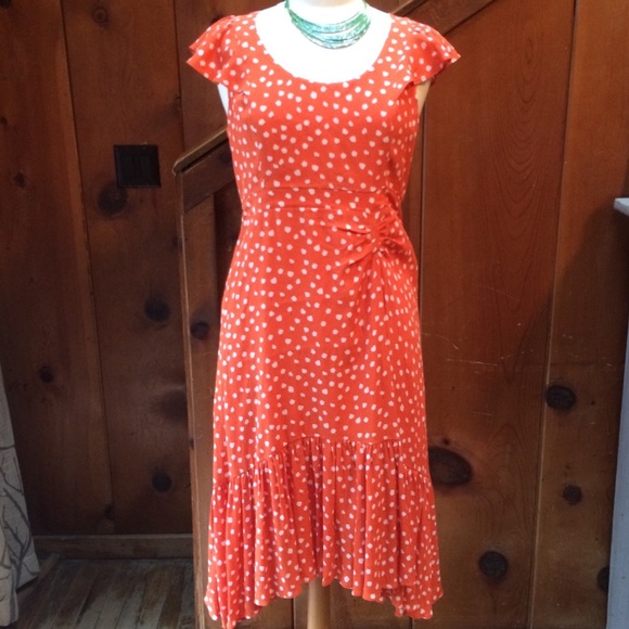 Anthropologie Maeve Orange Print Dress - Picture 4 of 8